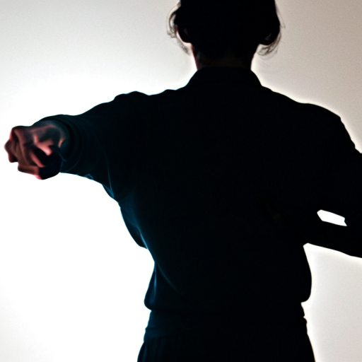 image of a person pointing at their back with 2 hands silhouette with arms bent
