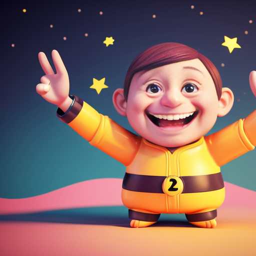 A cheerful smiling question mark character, cartoon style, big expressive eyes, friendly and curious expression, bright yellow color, playful pose, waving hand, colorful whimsical background with floating stars and sparkles, joyful atmosphere, 3d render style, high detail, cute and inviting.
