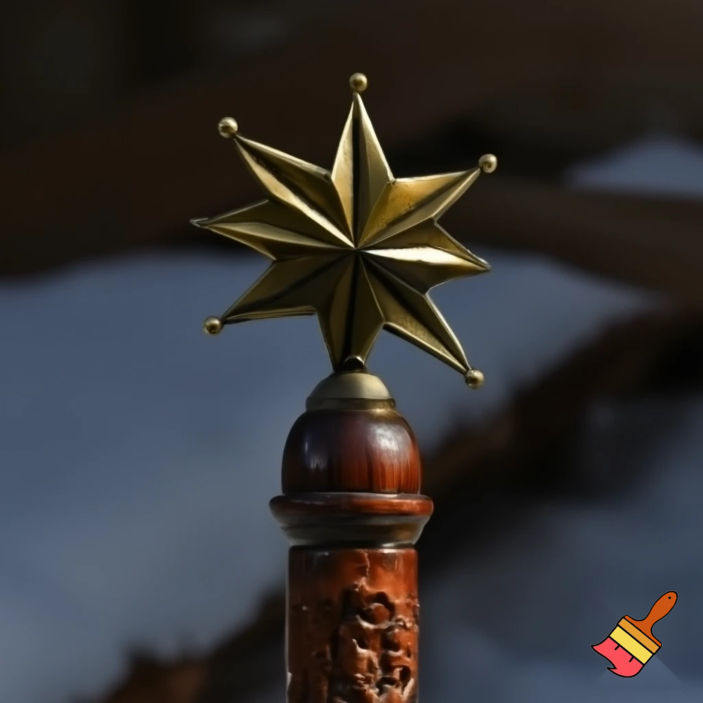 Russian Santa Claus walking stick with a star Santa Claus the real Santa Claus metal