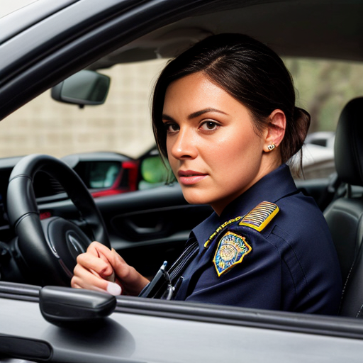 Police officer taking driver license 