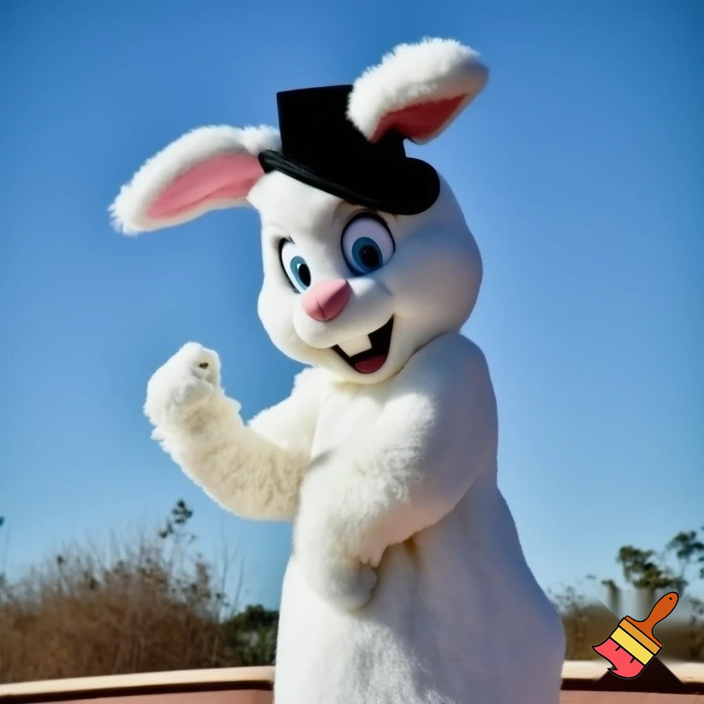 Easter bunny mascot Disneyland costume with the top hat Australia 