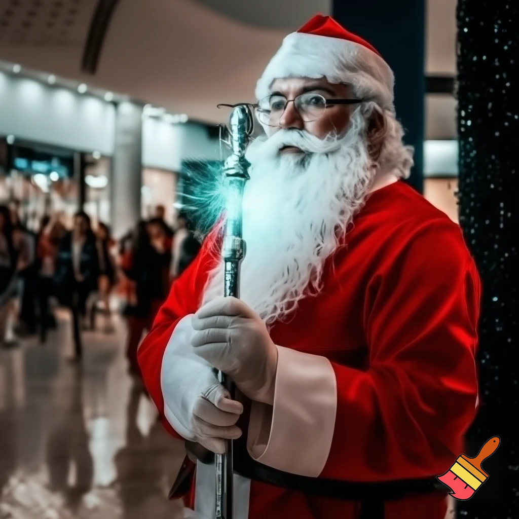 Santa Claus magic walking stick staff Russia shopping Centre Australia shopping immune in a star