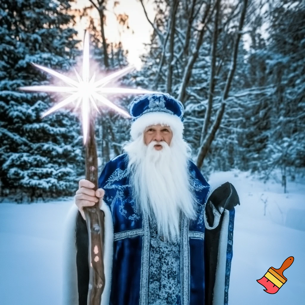 Russian Santa Claus magic one staff walking stick with a star real Santa Claus, Santa Claus the real person