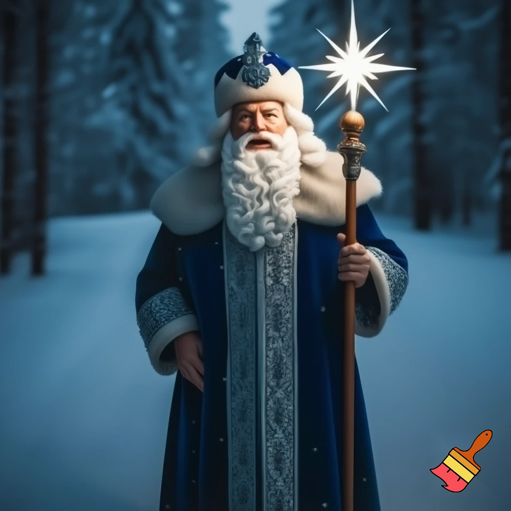 Russian Santa Claus magic one staff walking stick with a star real Santa Claus, Santa Claus the real person