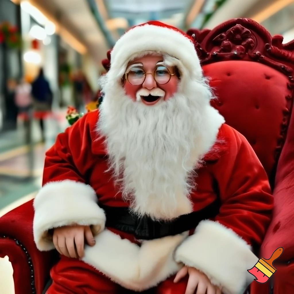 Santa Claus shopping mall Santa Claus chair at the shopping centre photo Santa Claus photo Santa Claus’s glasses