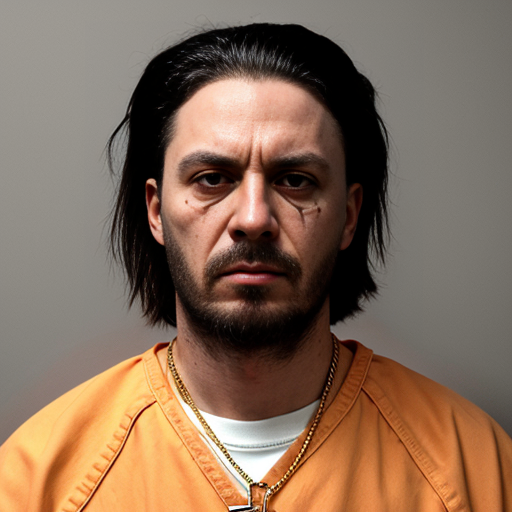  rat, evil, sinister, wearing prison outfit, mugshot style, no human, 
gold chain
