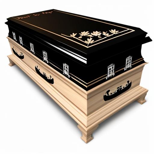 combine a coffin with a piece of cake represented in logo white background, black logo 