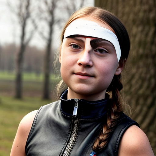 Greta Thunberg in leather dress