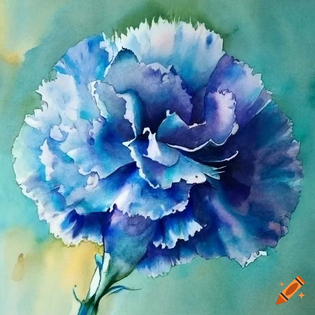 watercolor, blue Carnation, hyper realistic