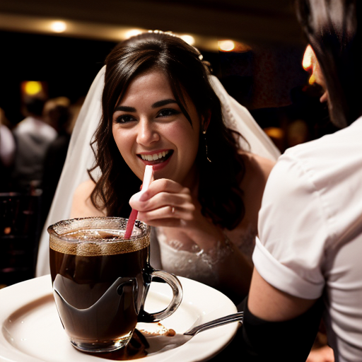 Goretzka drink coffee and Vanessa drink coffee at the wedding 