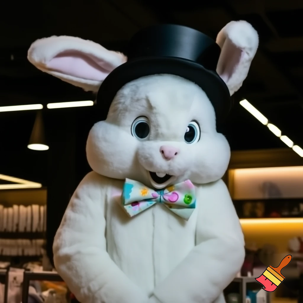Easter bunny mascot costume top hat Easter only sells house