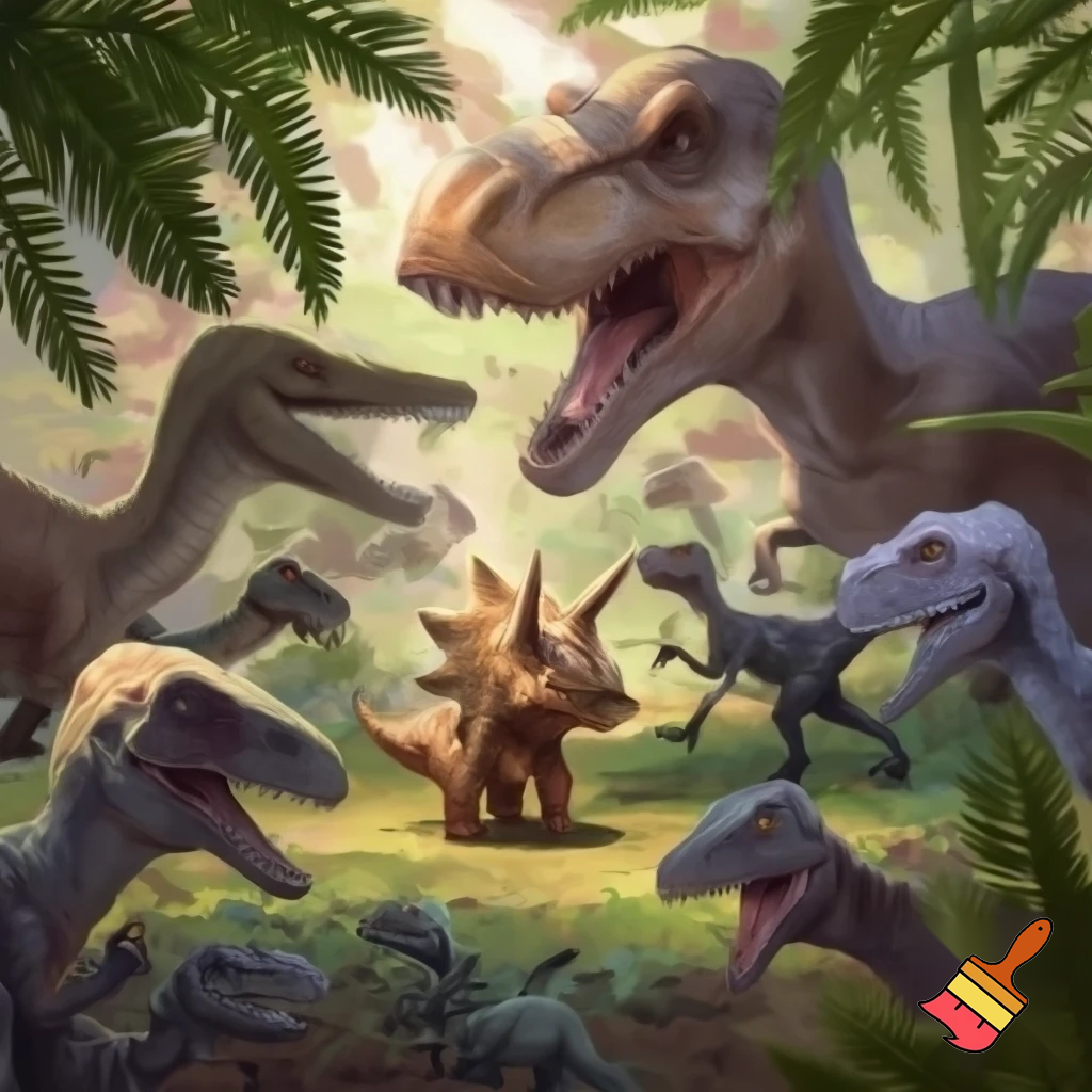 Draw a baby triceratops getting laughed at by other dinosaurs 