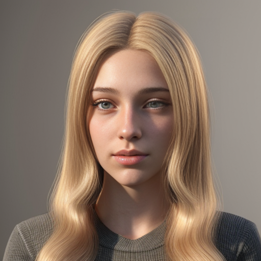 an 18 year old girl with long blond hair realistic