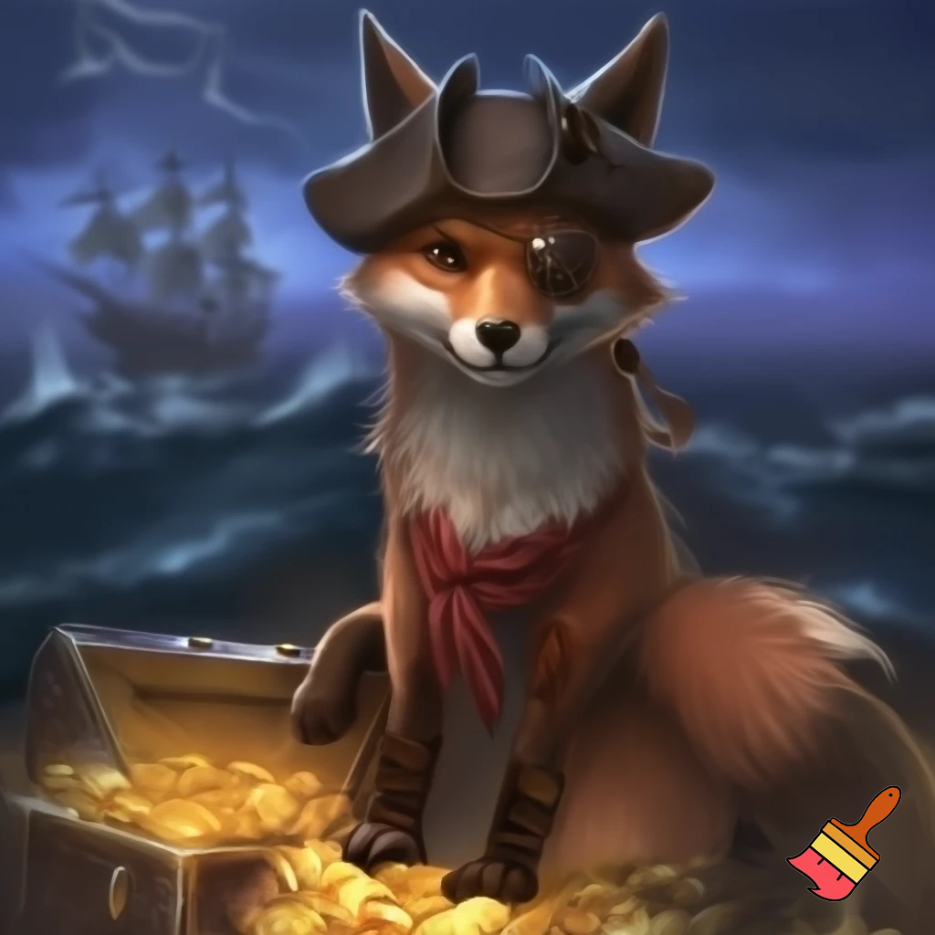Fantasi pirat ræv der sidder ned