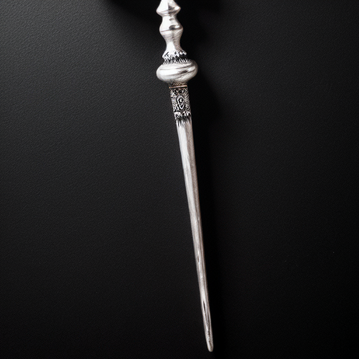 silver and white mystical wand on a solid black background