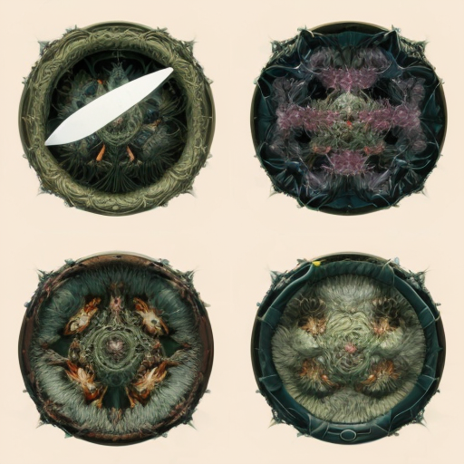 Irreal creaturas no es familia no en fractales. 4 paneles. 1, 2, 3, 4. 1: criatura emerge de ti. 2: criatura se alimenta. 3: Blade. 4: la creatura eres tu. Esto en un estilo barroco, ultralimilal, aceituna y papa. la lluvia cae y nunca cesara, no por que sea infinita, si no por que no va a empezar jamas