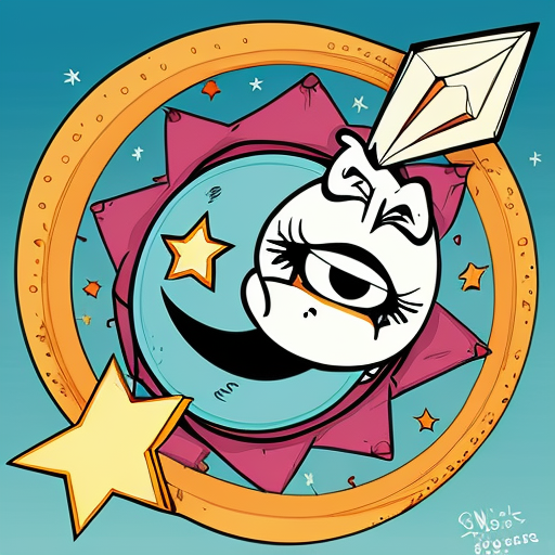 Star and a moon funky cartoon style