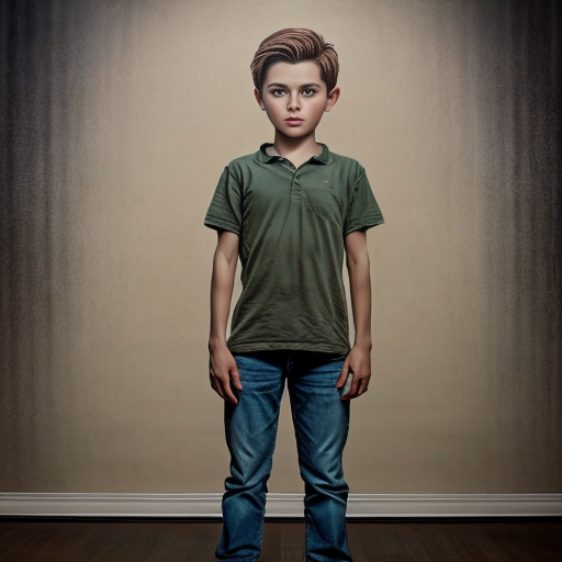 The full body of a completely naked boy standing.