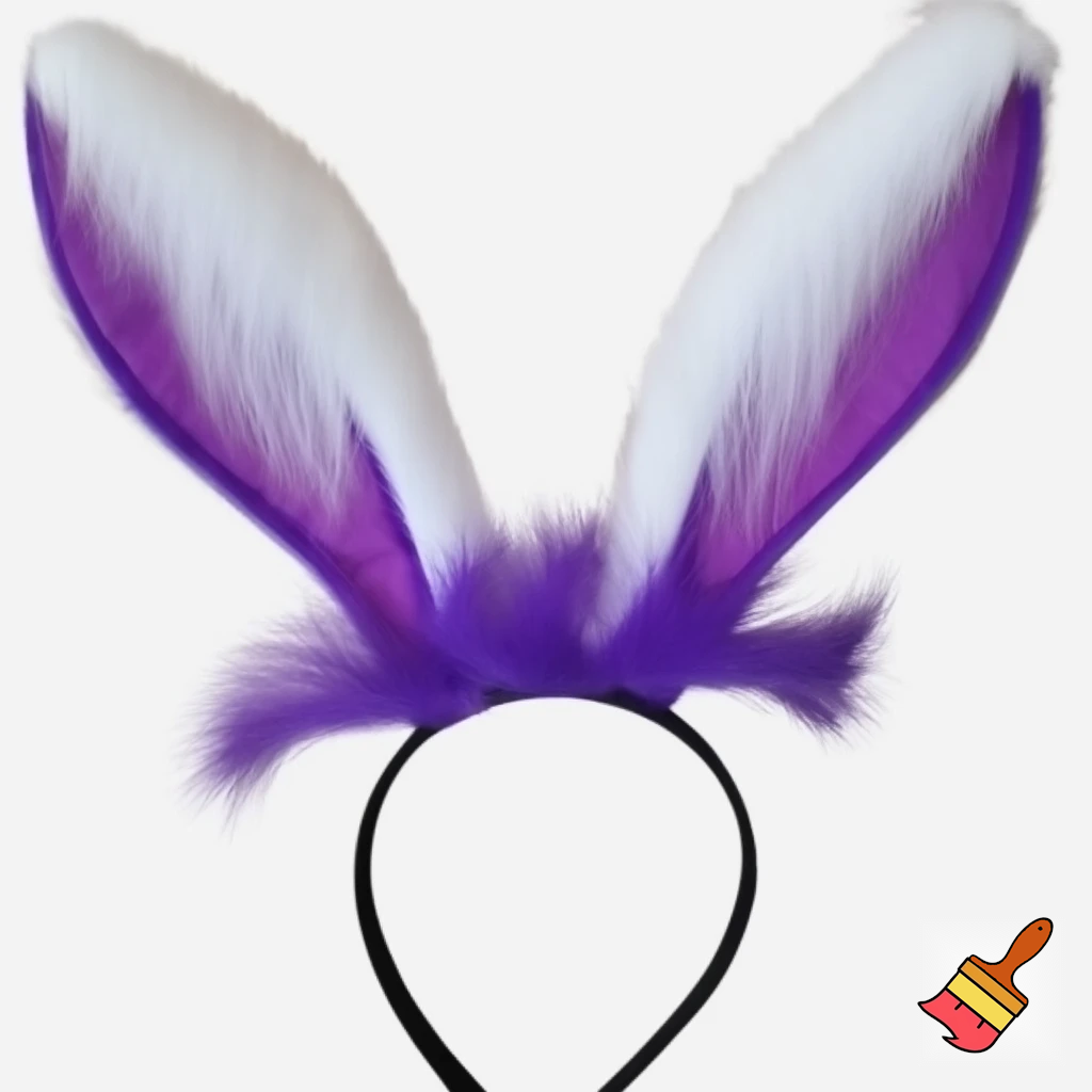 Easter top head headband, purple and white bunny ears top hat