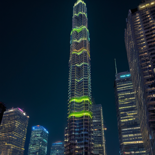 Neon blue skyscraper 