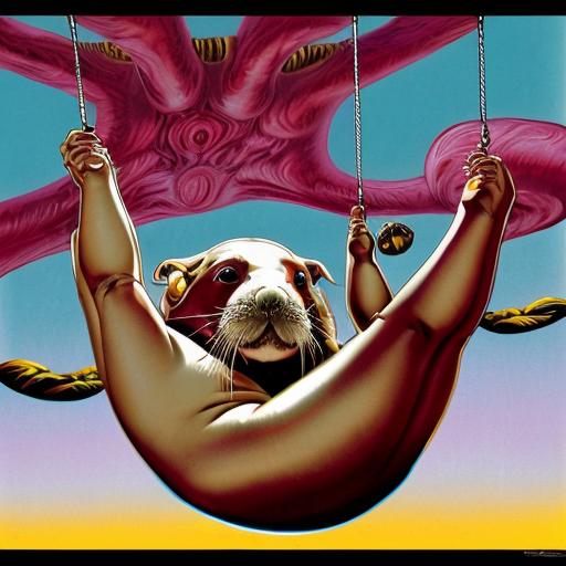 A funky walrus 1920s swing inspired surrealism psychedelic pop art