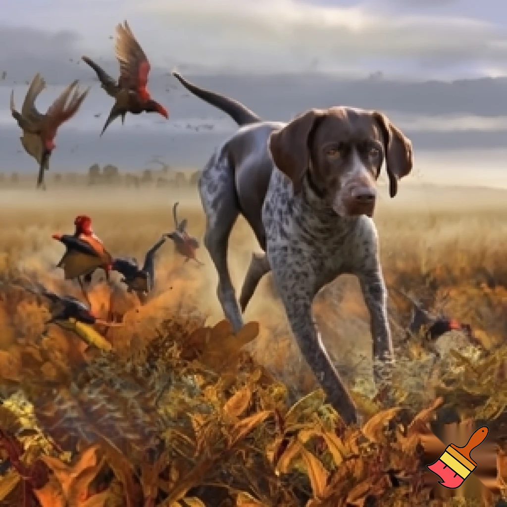 German shorthair pointer flushing pheasants 