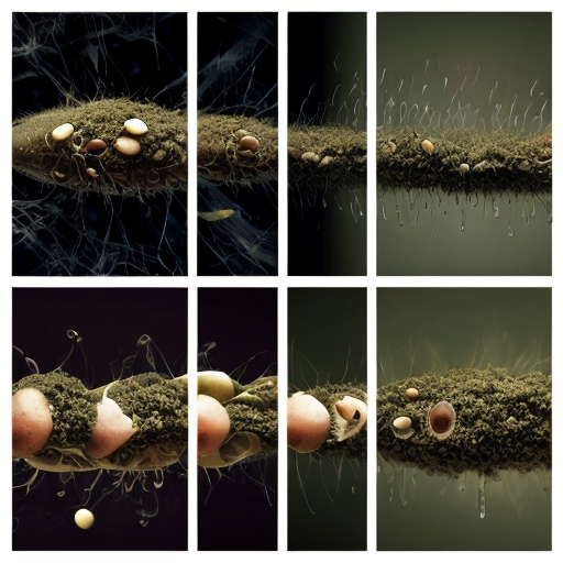 Irreal creaturas no es familia no en fractales. 4 paneles. 1, 2, 3, 4. 1: criatura emerge de ti. 2: criatura se alimenta. 3: Blade. 4: la creatura eres tu. Esto en un estilo barroco, ultralimilal, aceituna y papa. la lluvia cae y nunca cesara, no por que sea infinita, si no por que no va a empezar jamas