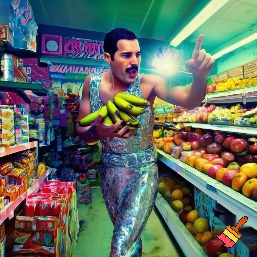 freddie mercury in a grocery store