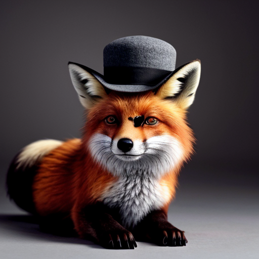 a cute fox with an hat and a flower
