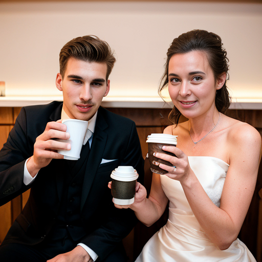 Goretzka drink coffee and Vanessa drink coffee at the wedding 