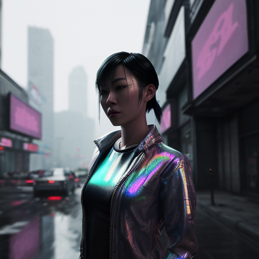 `/imagine A stunning 30-year-old Asian woman, standing, wearing complete nude, cyberpunk aesthetic, realistic fashion photography, detailed skin texture, dynamic lighting, gritty urban background with holographic advertisements, rain reflections, cinematic --ar 9:16 --style expressive --v 5.2`