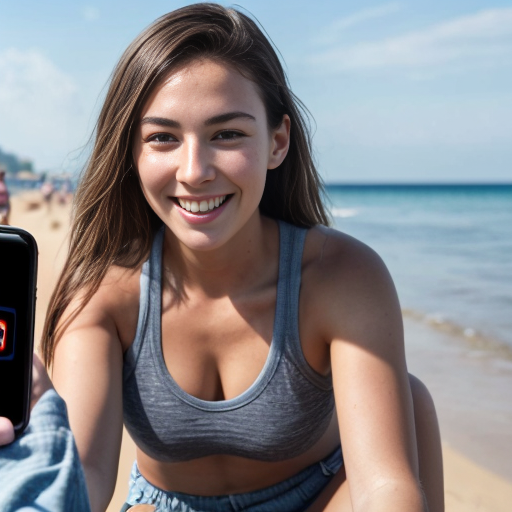 Goretzka play game on apple phone and Vanessa play game on apple phone at the beach 