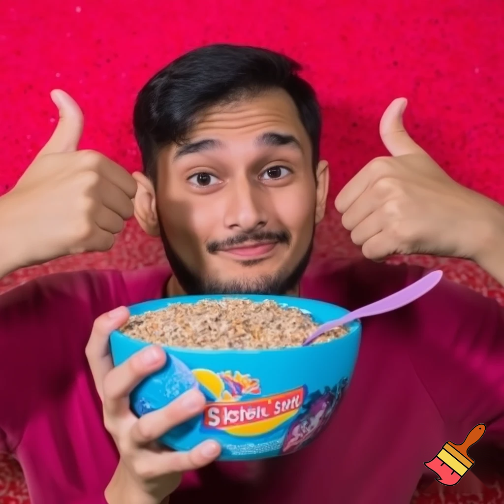 show a person with a cereal bowl and the box's name is harowin's berryin's
