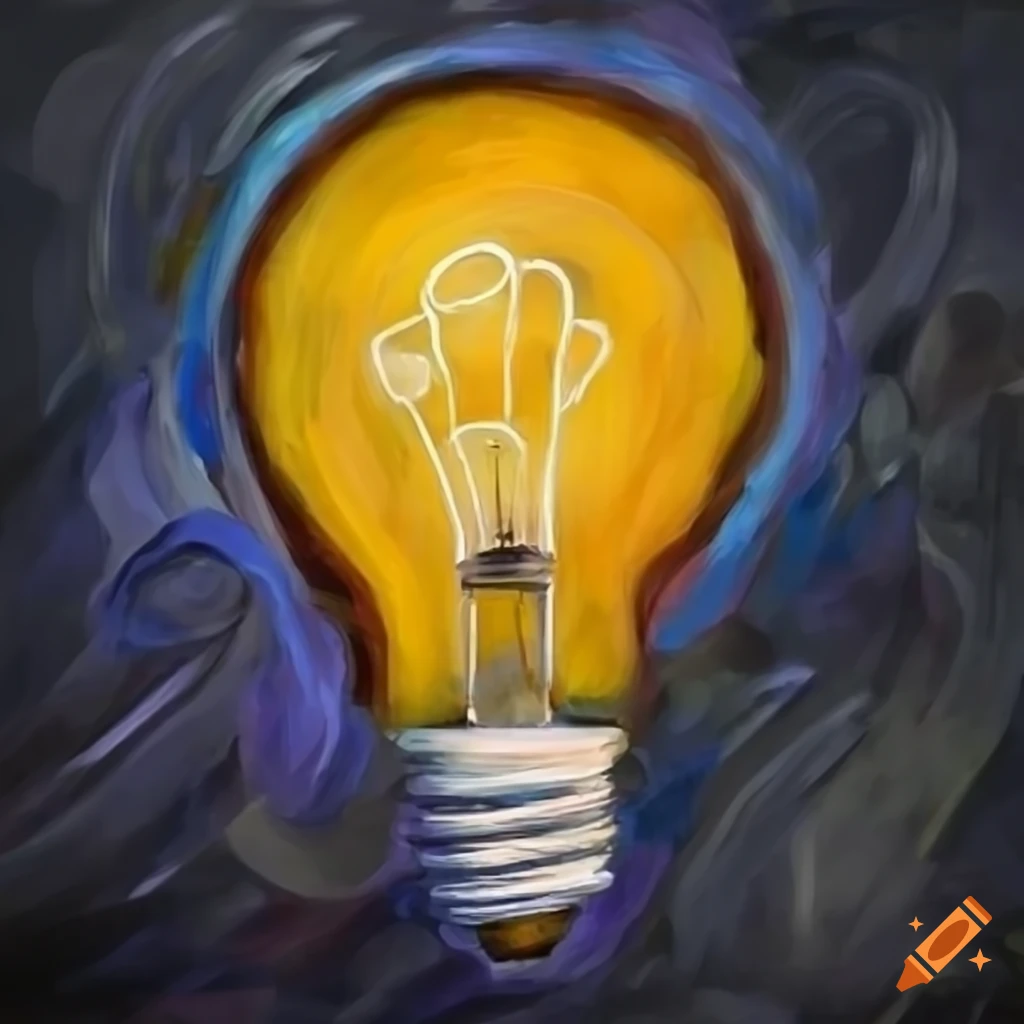concept art of a lightbulb with symbols of growth