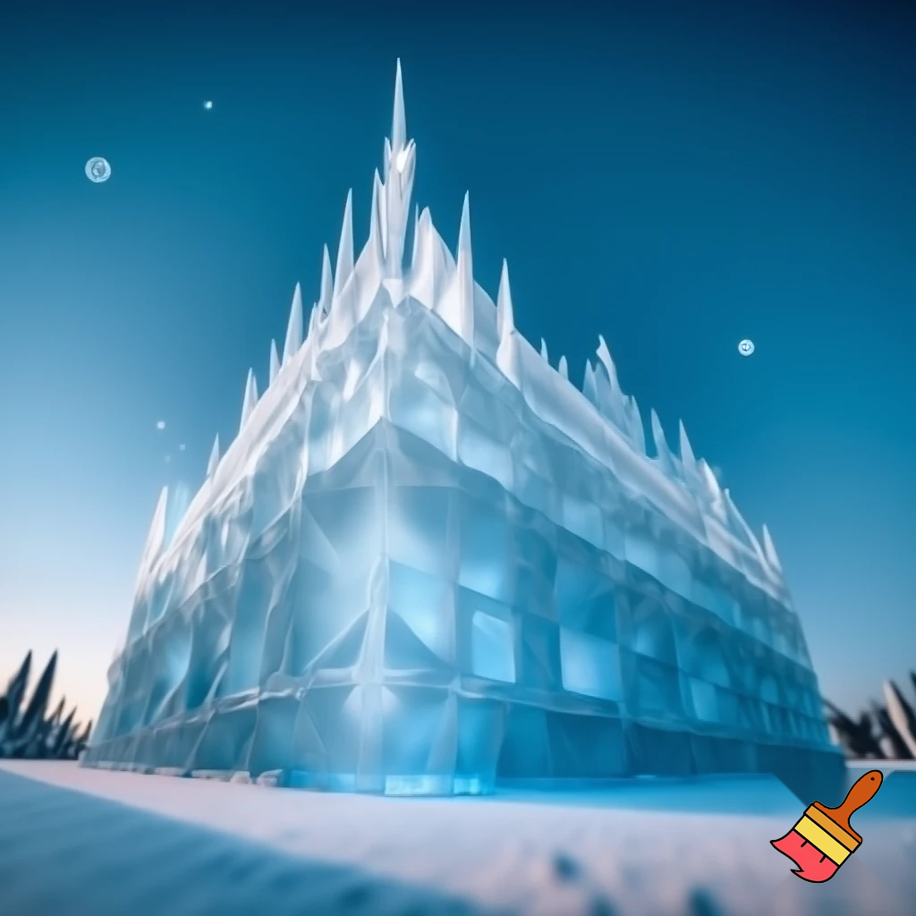 рисунок   фантастического рождественского сооружения: , «Ледяной дворец с идеальными геометрическими формами» 
•	Критерии: Сложность геометрии, оригинальность идеи, качество проработки деталей, строительная логичность
