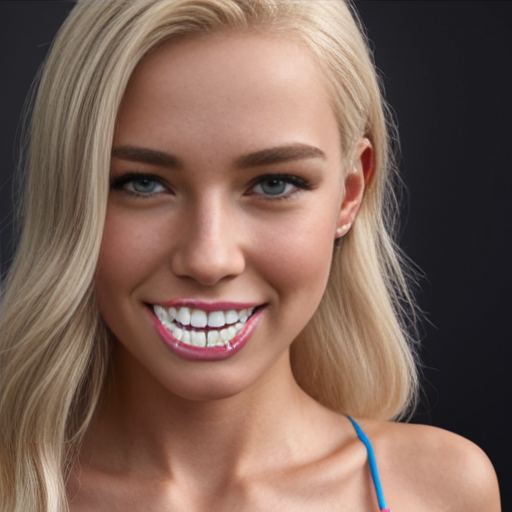 Blonde girl wearing a micro bikini dental floss 