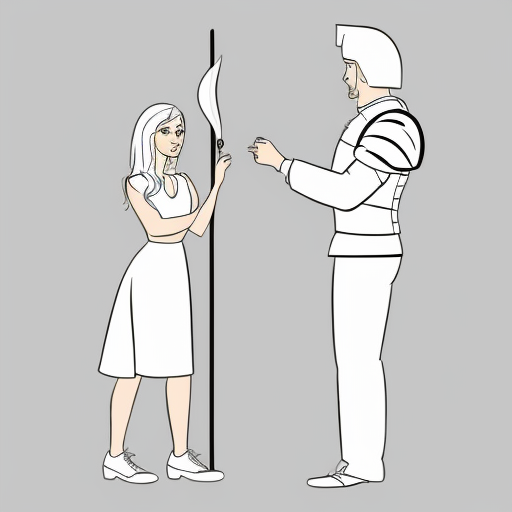 young, tall, white-haired woman in armor is sad because a Turkish man stole her knife.