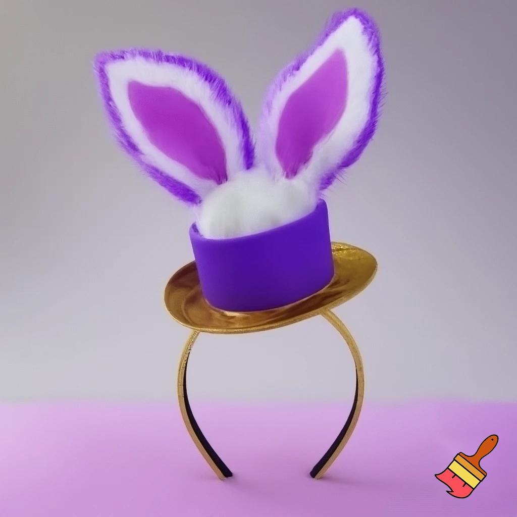  Purple and white Easter bunny headband top hat headband with gold