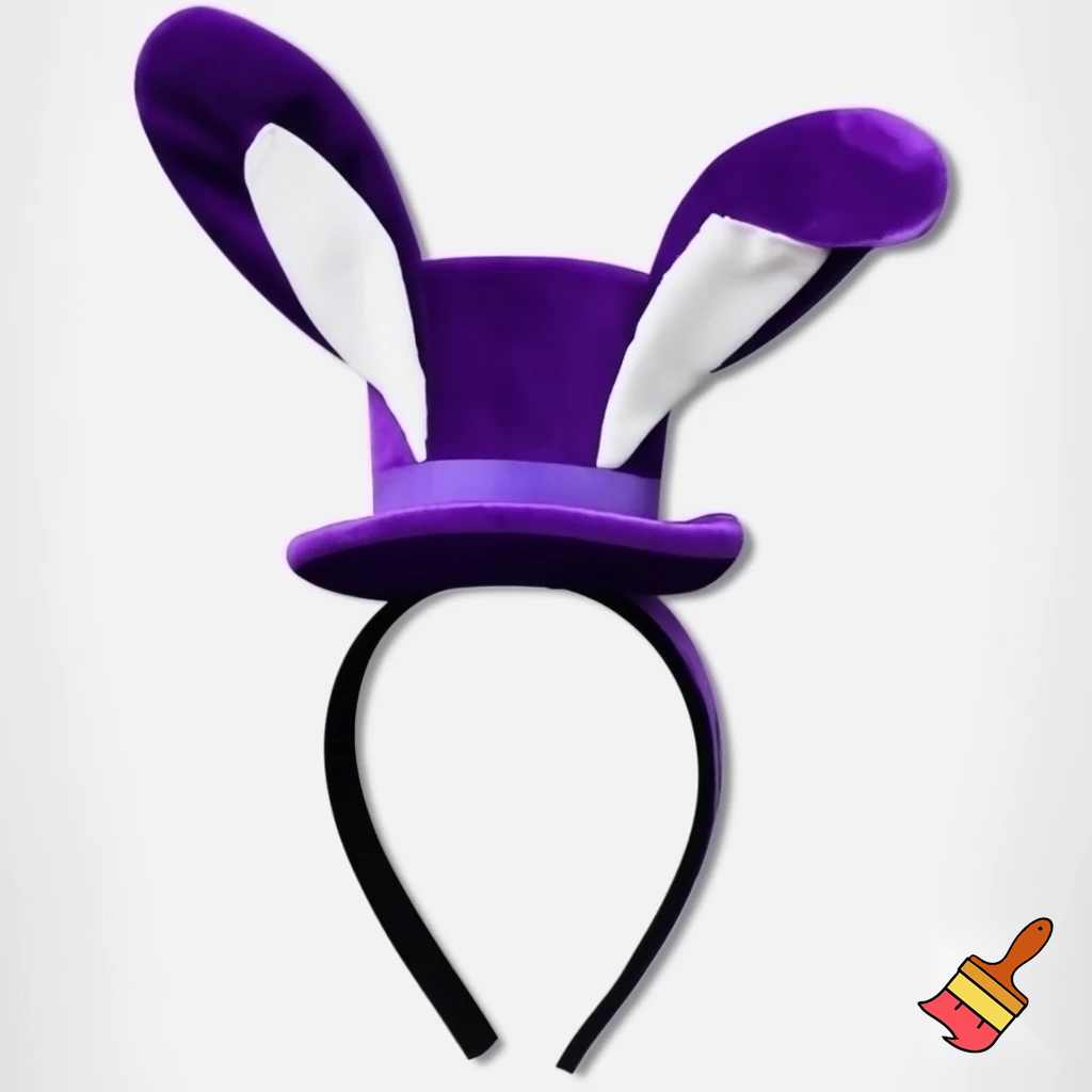 Easter bunny headband, top hat, Easter hat headband, top hat, purple and white, purple and white velvet top hat