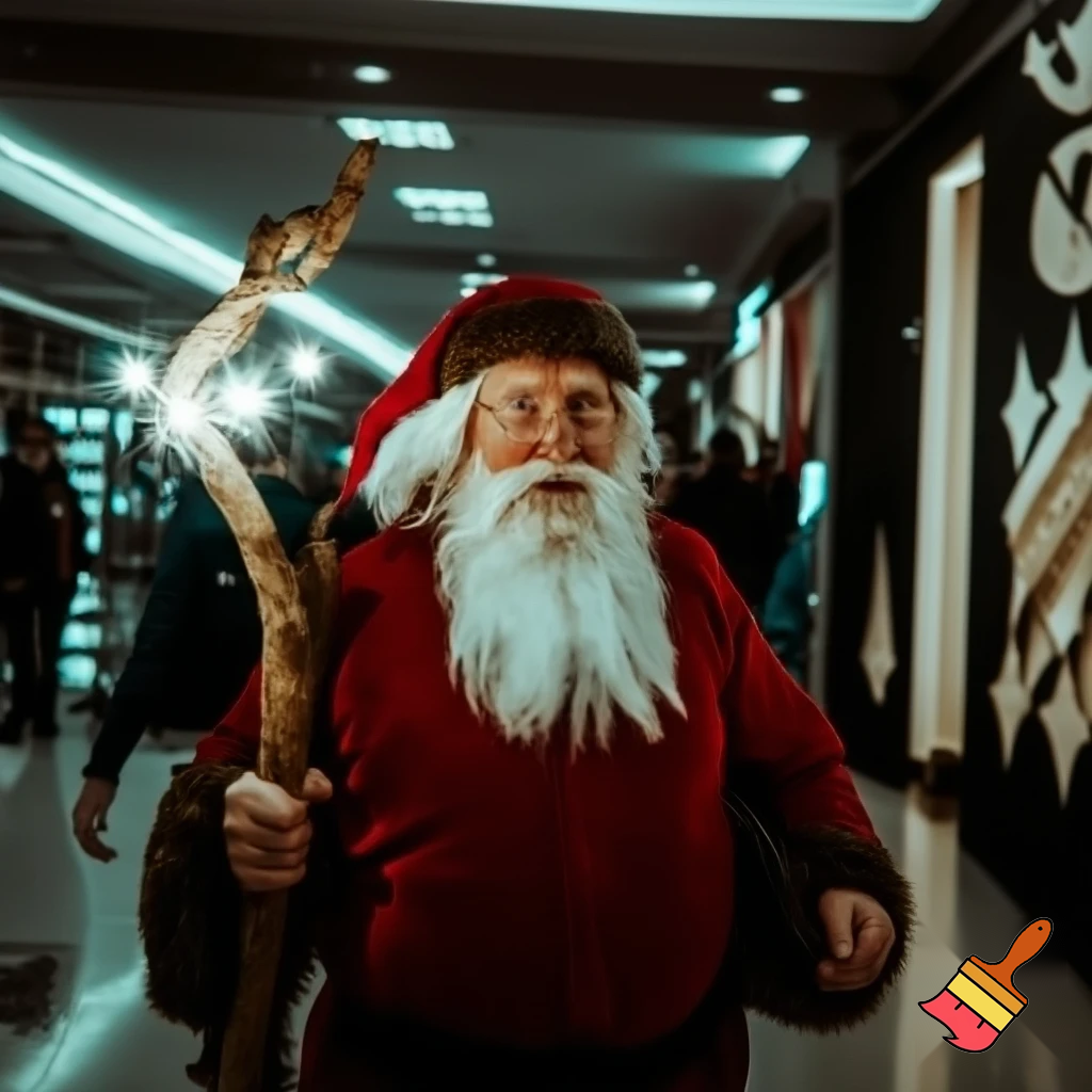 Santa Claus magic walking stick staff Russia shopping Centre Australia shopping immune in a star