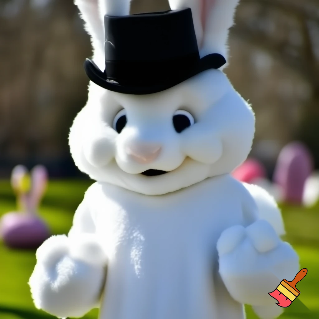Easter bunny mascot costume top hat