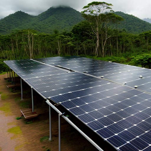 rain forest village with solar panels 