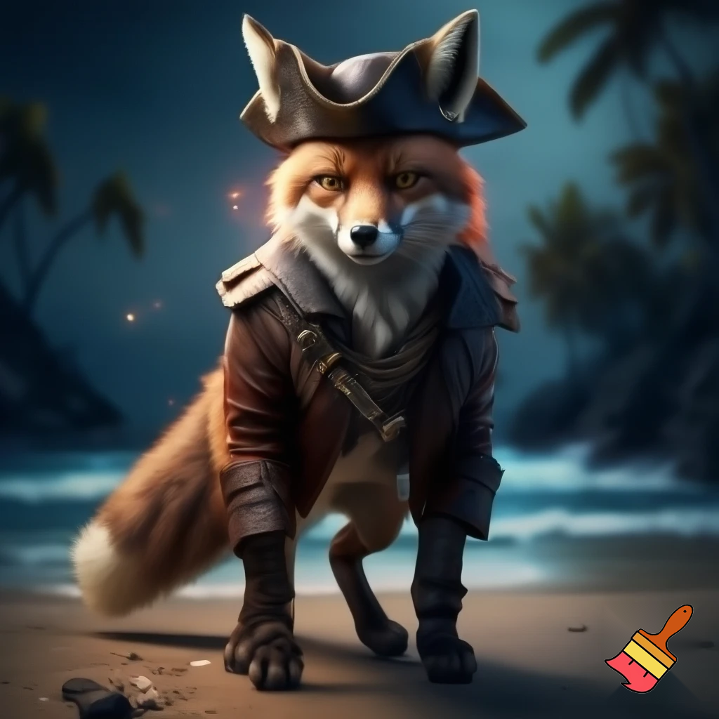 Fantasi realistisk pirat ræv på fire ben