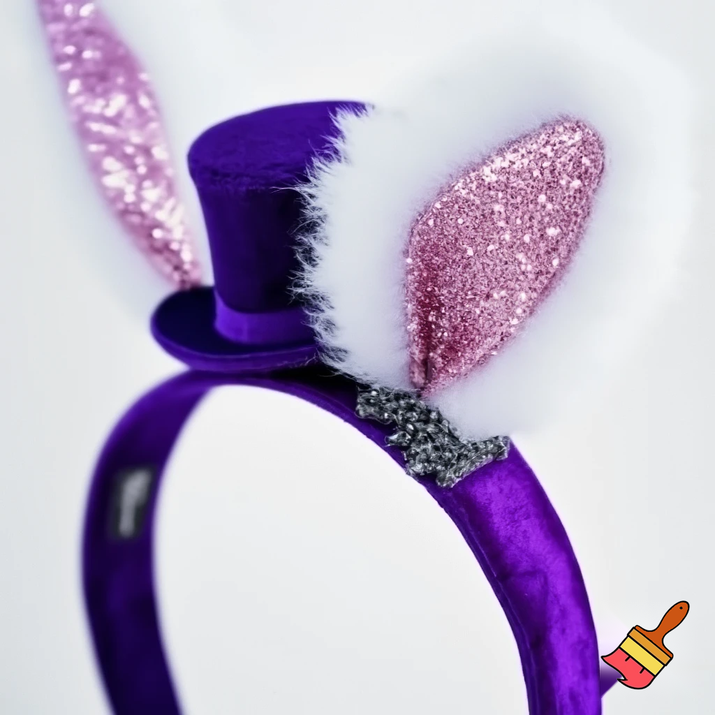 Special top hat headband Easter headband with rabbit, ears, purple and white purple and white with glitter velvet golden purple and white with glitter silver