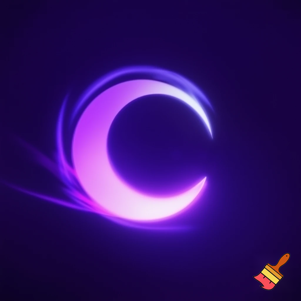 Create a modern, animated-style logo for “Lunaria Studio.” Use a thin crescent moon as the main symbol. Make the moon glow softly with subtle motion-like effects, as if it has gentle movement or flowing energy. Add smooth gradients, light streaks, or soft animated-style lighting. Use dark purple as the background with lilac and neon purple accents. Include the text “Lunaria Studio” in clean modern typography, and make the whole logo feel alive, dreamy, and dynamic, like an animated intro but in a single image.