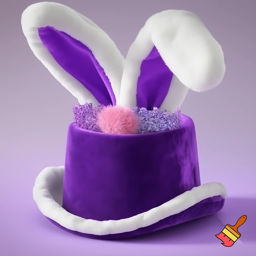 Black top hat with bunny ears velvet white and purple purple and white headband fabric and velvet glitter, purple and pink special present true special and delicate velvet white purple Easter bunny is bunny top hat velvet?