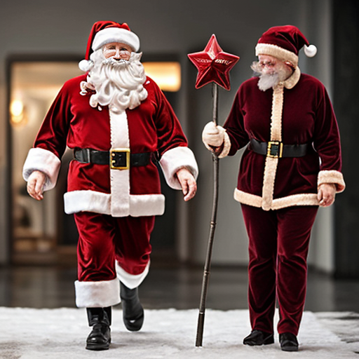 Santa Claus, Russia walking stick with a star real person