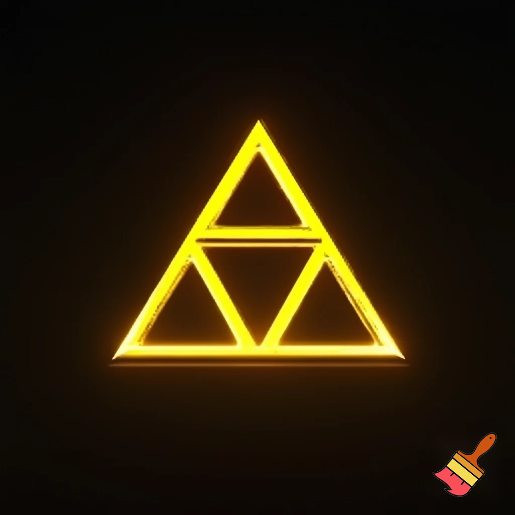 I would like the triforce from Zelda with a black backround  and the triangles being amarillo