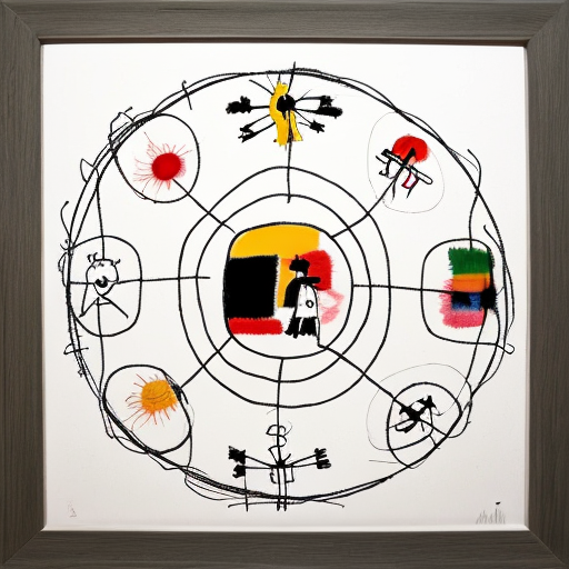 fill a circle with Miro and Basquiat type features