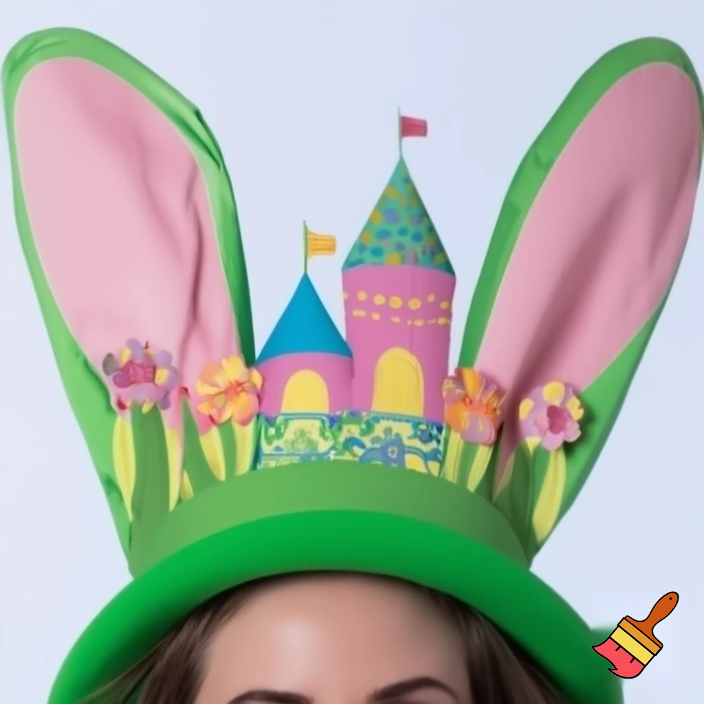 Easter bunny castle mascot top hat costume Easter bunny ears bunny head hat top hat